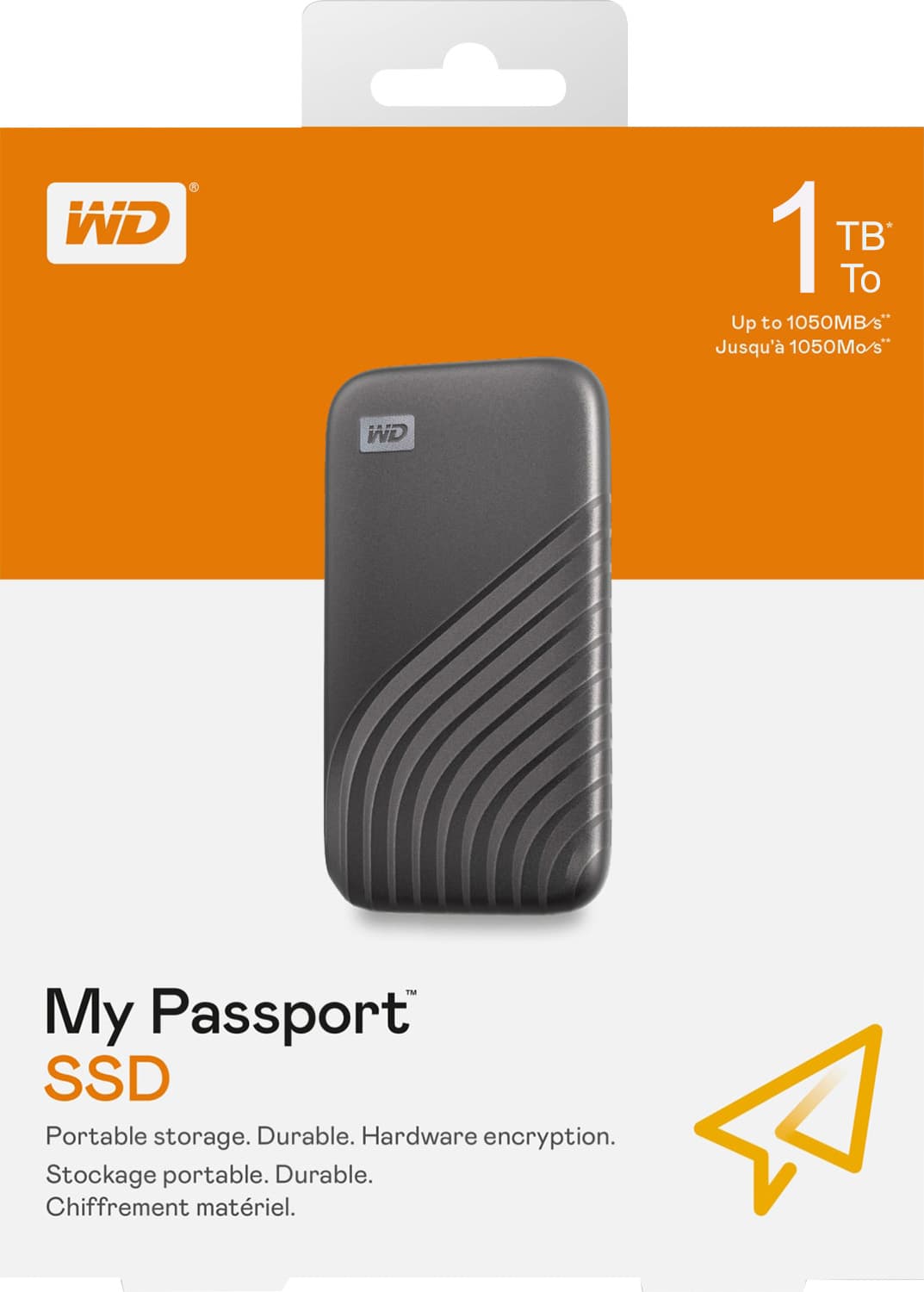 Western digital SSD 1 To, USB 3.2, Type C, Mini My Passport, (R) 1050 Mo/s, Vente au détail