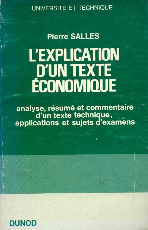 L'explication d'un texte économique - Salles Pierre
