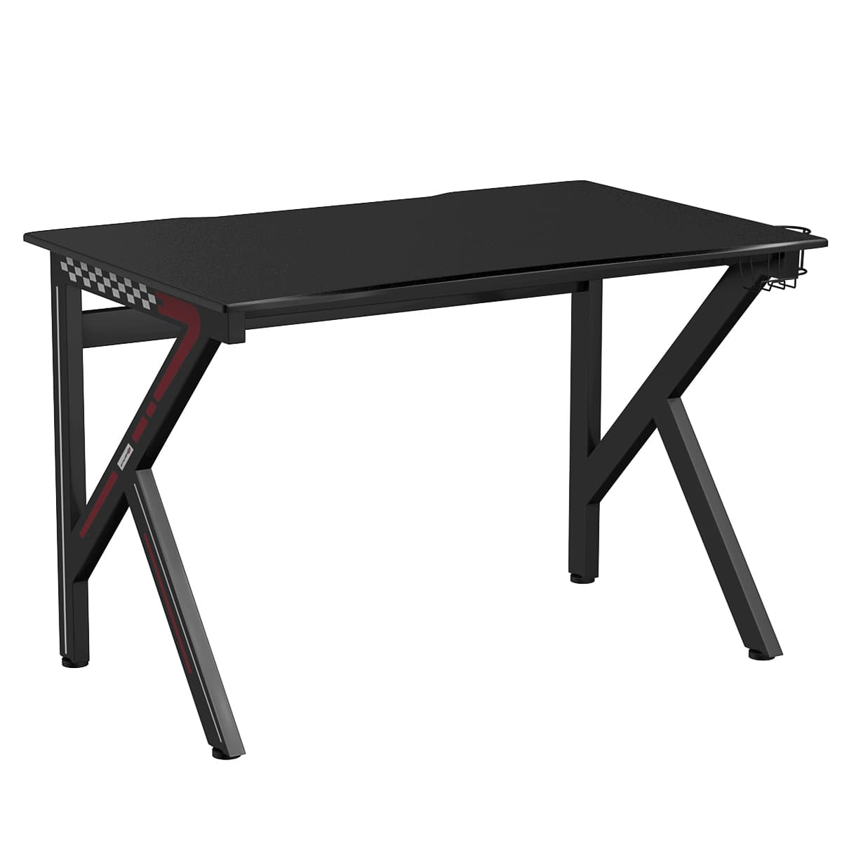CostwayBureau Gamer Table Informatique 115 x 75 x 76 CM avec Porte-Gobelet Stable K Cadre en Acier Robuste Noir