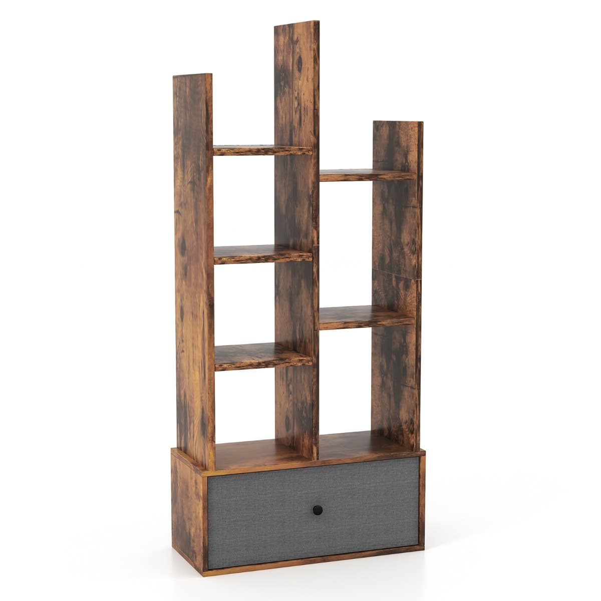 Bibliothèque Industrielle à 7 Niveaux avec Tiroir en Tissu Étagère de Rangement avec Dispositif Anti