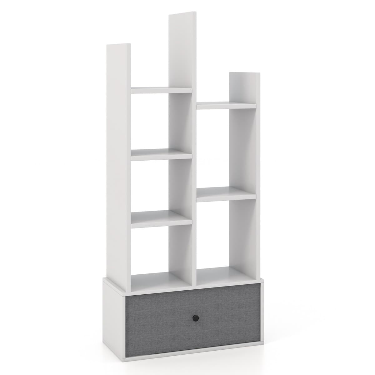 Bibliothèque Industrielle à 7 Niveaux avec Tiroir en Tissu Étagère de Rangement avec Dispositif Anti