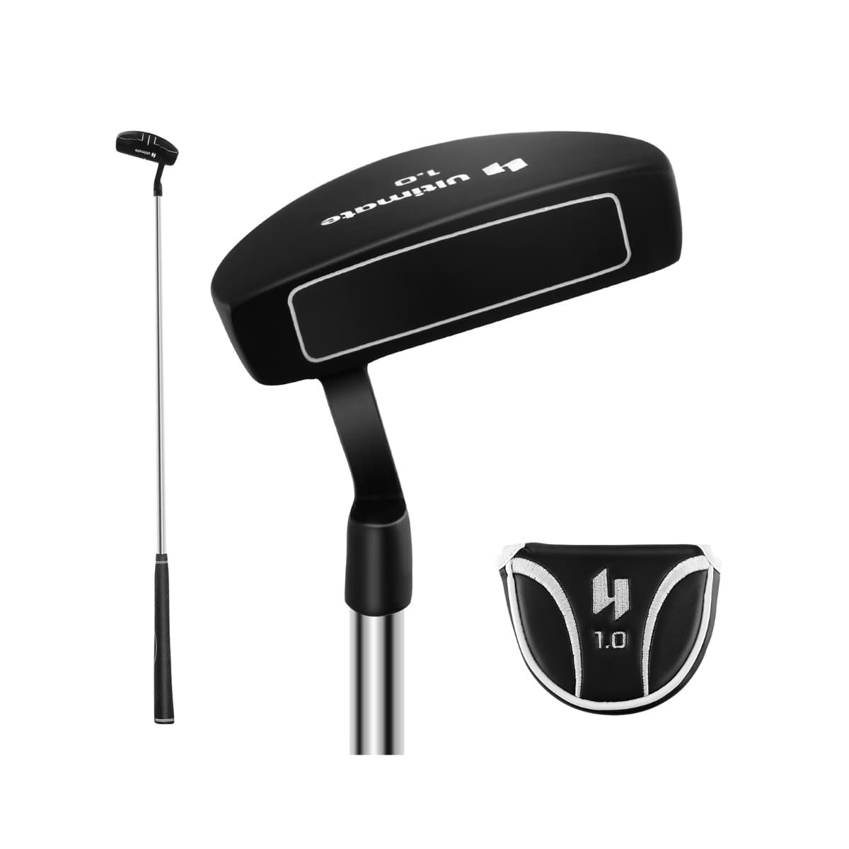 CostwayClub de Golf Putter de 89 Cm Droitier Putter avec Lignes D'alignement avec Couvre-Golf Coin de Pincement (Loft) à 3° Inclinaison (Lie) 72° Noir