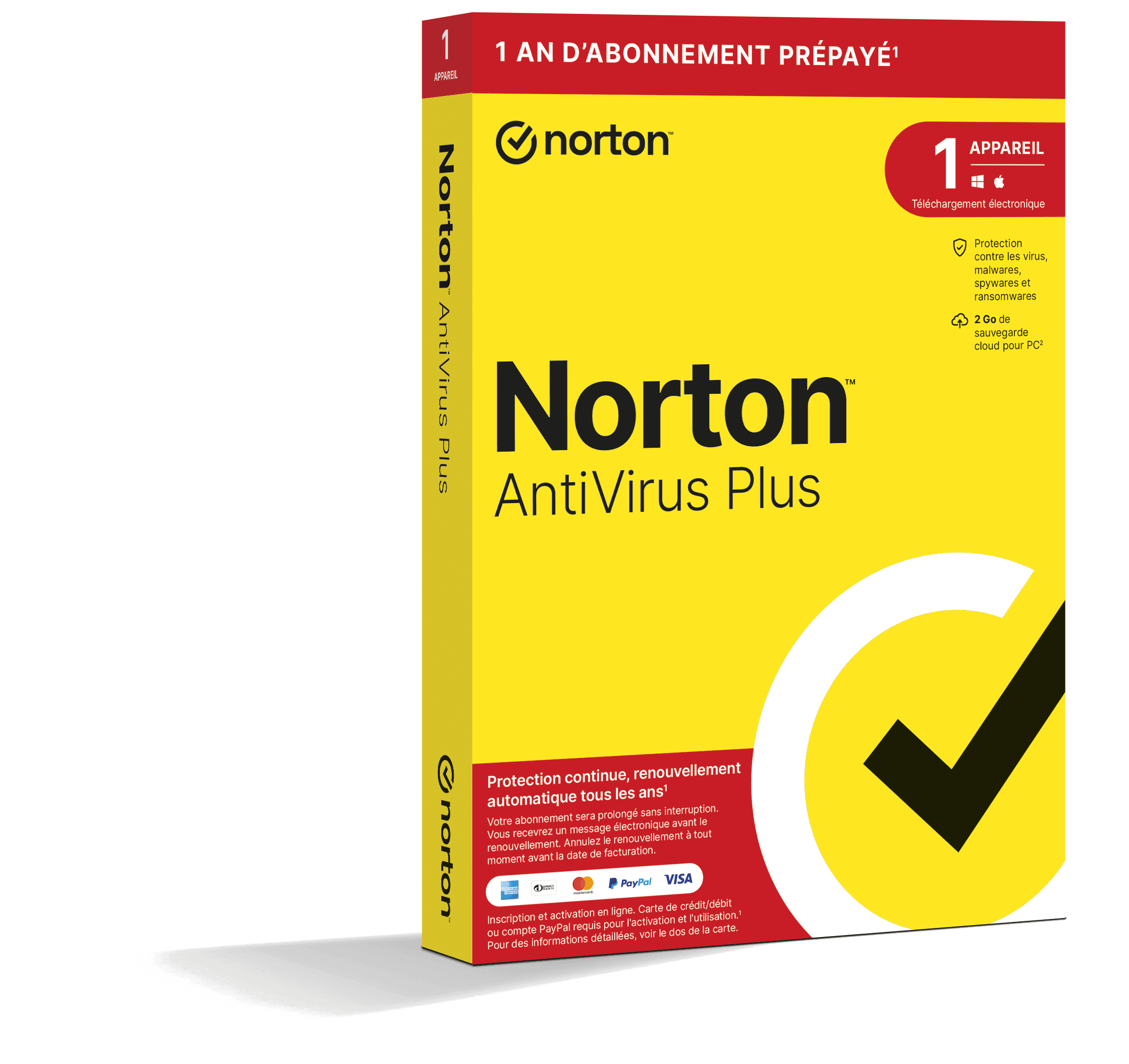 Norton Antivirus Plus 2026 | Renouvellement automatique | 1 Appareil | 1 An | Boîte